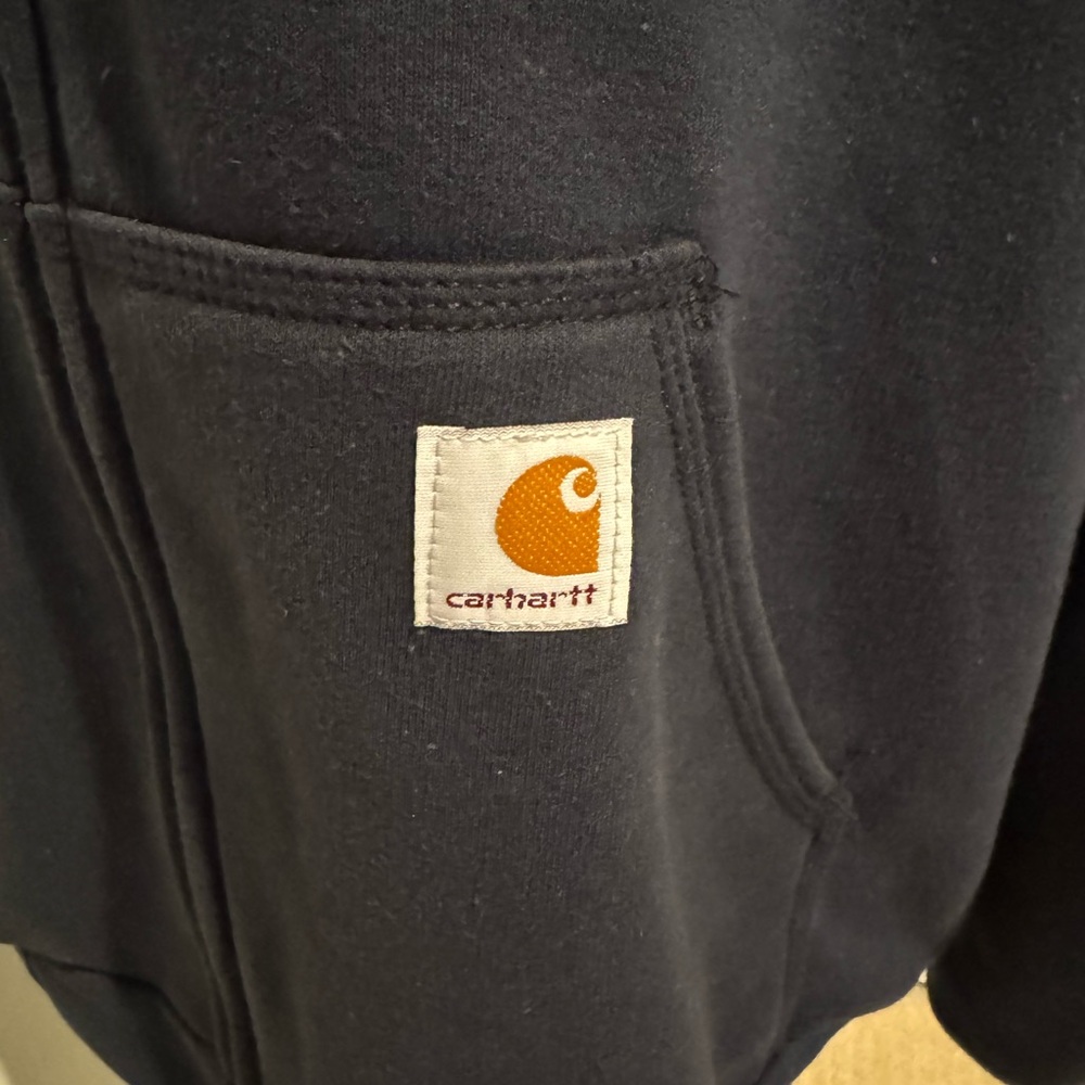 Carhartt Rain Defender Loose Fit Midweight Thermal-lined Full-Zip Hoodie Navy - Picture 6 of 7